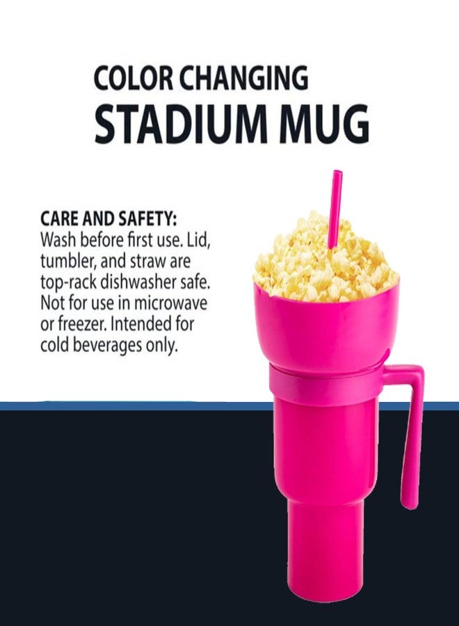 Aatraay Stadium Tumbler with Snack Bowl 2 In 1 Beverage Cup Top Snack Bowl for Movie Leakproof Snack Tumbler with Straw Portable Reusable Snack and Drink Cup for Home Travel () - Image 2